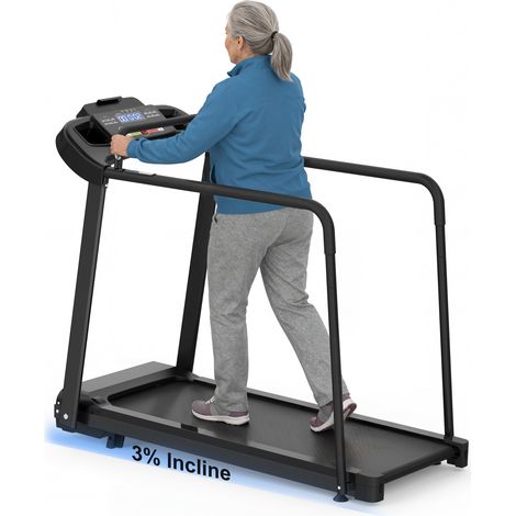 Tapis de course électrique avec 2 niveaux d'inclinaison réglables – appareil de fitness à domicile pour seniors, capacité de charge jusqu'à 120 kg, avec application pour le suivi de la forme physique (1/4)