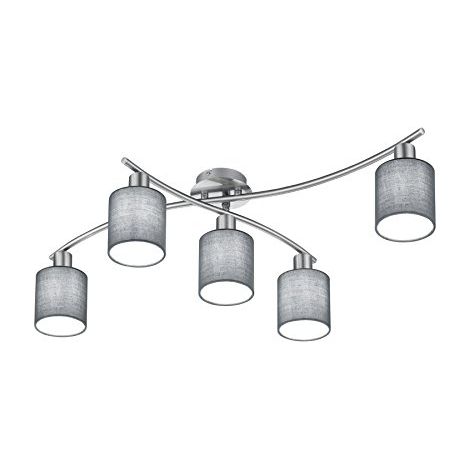 GARDA PLAFONIERA 5 DIFFUSORI IN TESSUTO GRIGIO L. 75CM + 44,2CM ATTACCO E14 (1/4)