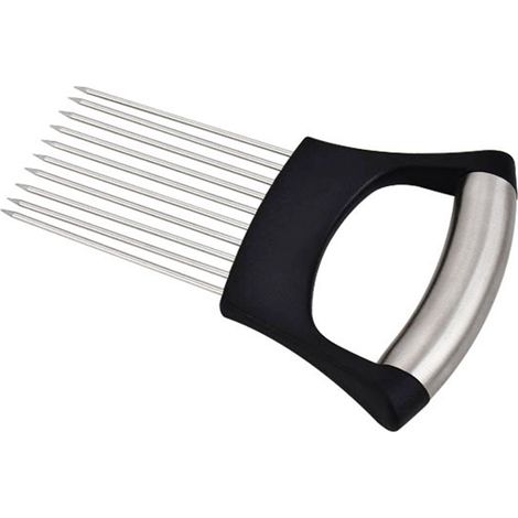 1 Support oignon, acier inoxydable, fourchette robuste, poignée large, découpe légumes viande (1/5)