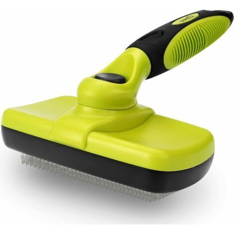 Promotion Brosse Chiens et Chats Autonettoyante Enlèvement Efficace jusqu'à 95% des Poils Morts et sous-Poils Conception Ergonomique Enlèvement des Poils en Un Clic (Vert+Noir)--TRIMEC (1/5)
