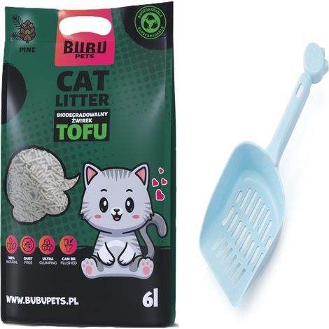 Bubu Pets  Biologisch abbaubare Tofu-Katzenstreu 2,5 kg / 6 l - Kiefer