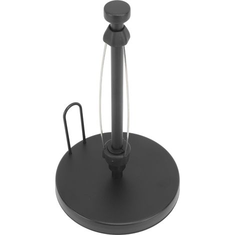 Porte-essuie-tout avec amortisseur de vibrations, en acier inoxydable, sans perforation, utilisable d'une seule main, pour la maison, noir rond. (1/5)