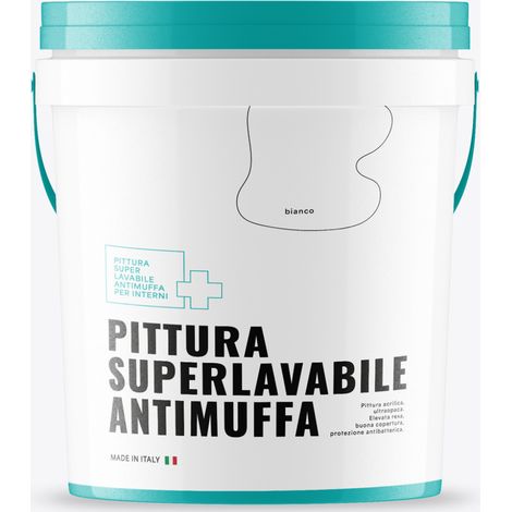 Pittura acrilica ultra opaca super lavabile antimuffa protezione antibatterica formato 2.5 lt - confezione 1