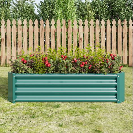 Hochbeet 120 x 60 x 30 cm aus grünem verzinktem Stahl, bodenlos – MEUBLIV (1/5)