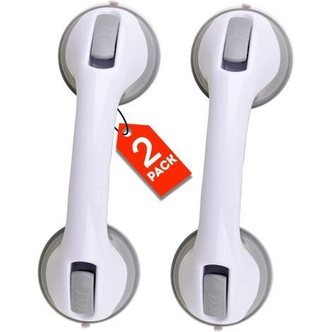 Barres d'appui pour baignoires et douches, lot de 2 poignées douche robustes 30,5 cm personnes âgées, rampes amovibles à ventouse, sécurité salle bain, sans perçage