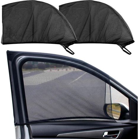 2er Set Auto Sonnenschutz Seitenscheibe, UV-Schutz & Mückenschutz, Schwarz (1/5)