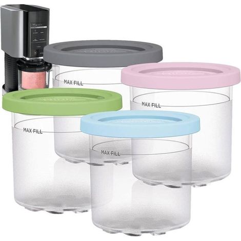 Pots Ninja mi, Lot 4 Pintes Réutilisables, Machine Glace NC299AMZ NC300s (1/5)
