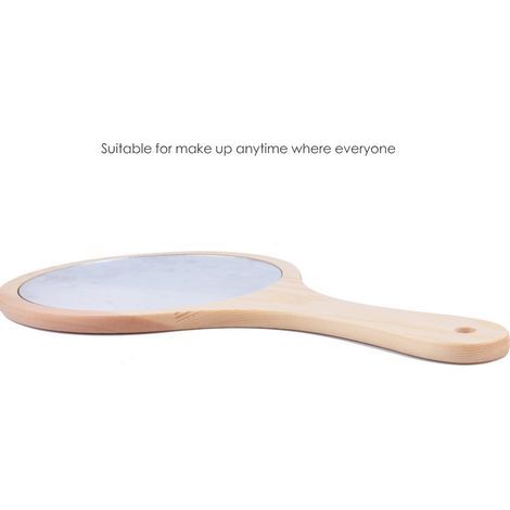 Miroir de poche rétro en bois avec accroche murale pour salle de bain (1/2)