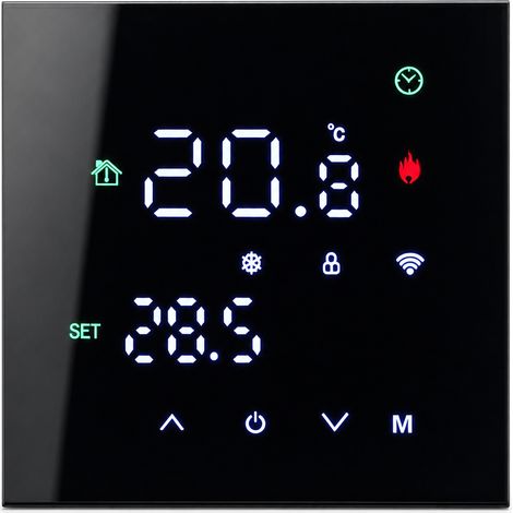 Thermostat intelligent WiFi pour chauffage au sol électrique 16 A, noir, contrôle par application et voix (1/5)