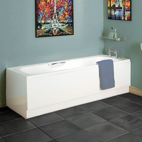 Signature Hestia Supercast Single Ended Rectangular Bath with Twin Grips 1700mm x 700mm 0 Tap Hole (inc Leg Set) (1/5)