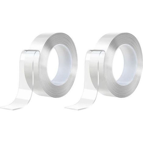 2-teiliges, doppelseitiges, transparentes Klebeband, hochviskos, wasserfest, spurlos nano-klebend, 1 mm dick/30 mm x 3 m (1/5)