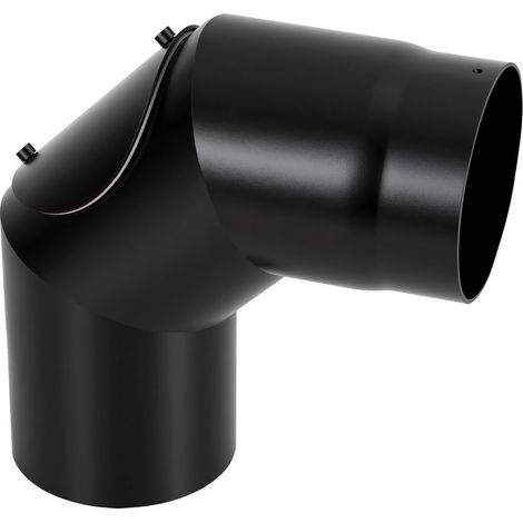 Jiubiaz Ofenrohrbogen Rauchrohr 90° Ø120 mm 2mm Stahl Schwarz Reinigungsöffnung bis 600 °C für Kaminofen Rauchrohrbogen (1/5)