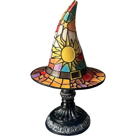 Lámpara de resina con forma de sombrero de bruja y luz tenue - Lámpara fosforescente de vidrieras para la decoración de habitaciones infantiles (1/2)