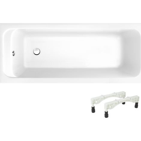Villeroy & Boch – Baignoire droite 170x70 cm – Acrylique antidérapante classe A – Évacuation dans le piétement – Compatible avec poignées