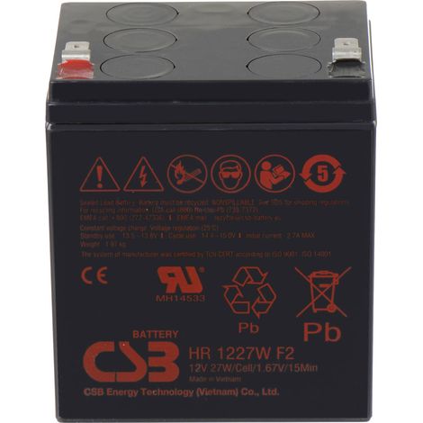 CSB Battery HR 1227W high-rate HR1227WF2 Batterie au plomb 12 V 6.2 Ah plomb (AGM) (l x H x P) 90 x 106 x 70 mm cosses plates 6,35 mm, cosses plates 4 A146922 (1/2)