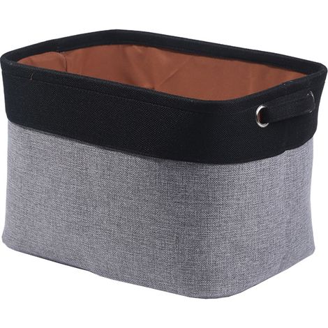 Boîtes de Rangement en Tissu Panier de Rangement Grand en Toile avec Poignées pour Étagères Vêtements Jouets (Pliable, Gris Noir, 382624cm) (1/4)