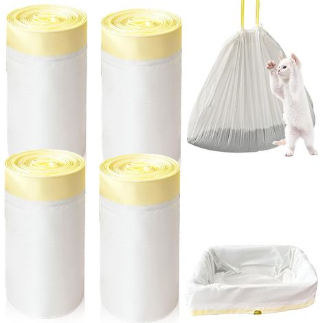 Lot de 40 Sacs à litière, XXL 104x45 cm, Polyéthylène résistant, Cordon de serrage, Pour chat (1/5)
