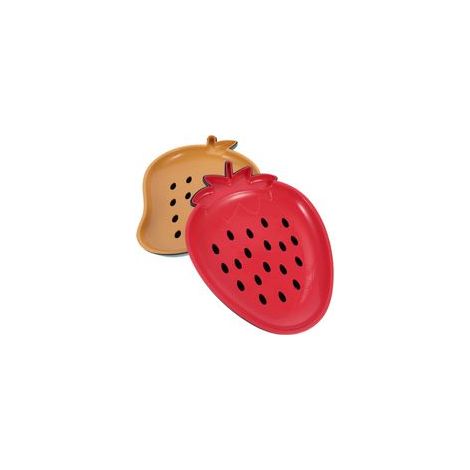 Piatti scolapasta, cestini per frutta, piatti a forma di fragola, vassoio da portata con scolapasta, scolapasta da cucina per frutta, pasta, riso - Rosso e giallo - Set da 2 - Crezuo