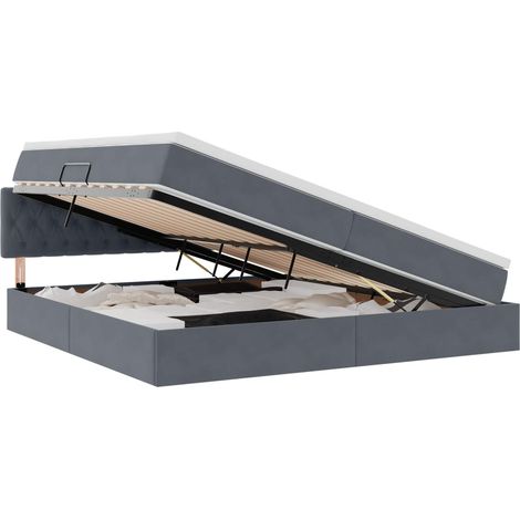 Maison Exclusive - LED-Speicherbett mit Matratze Dunkelgrau 200 x