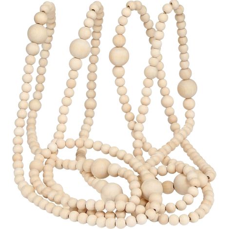 Guirlande En Perles Bois - 365 cm - Décoration Noël Fermière Vintage - Pour Arbre Sapin Porte Intérieur - 1 Pièce (1/5)