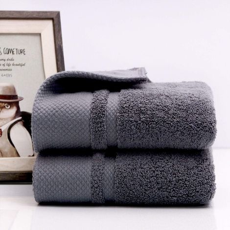 Serviettes de salle de bain, lot de 2, serviette de visage ultra douce et très absorbante, serviette de main durable pour un usage quotidien, maison, camping, salle de sport (gris, 14 x 30 pouces) (1/5)