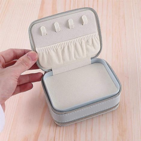 Boîte à bijoux portable, organisateur et présentoir de voyage, boîte à fermeture éclair pour boucles d'oreilles, colliers et bagues. (1/5)