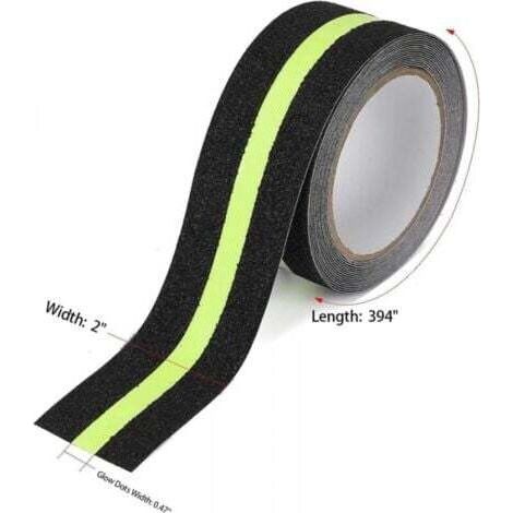 NALOOKAMIC  10 m x 5 cm ruban adhésif antidérapant avec Film Lumineux Brille dans Le Noir, Bande de sécurité pour escaliers échelles sols glissants Intérieur et Extérieur, (1/4)