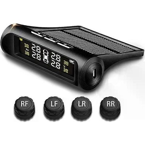 1 unidad de sistema de monitoreo de presión de neumáticos para automóvil, dispositivo solar, sensor, sistema de alarma de seguridad, pantalla digital, advertencia de temperatura, TPMS (1/5)