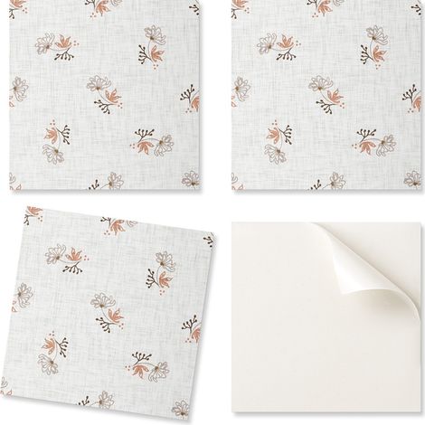 Azulejos de vinilo para pared con estampado floral para comedor, 4x50x50 cm.