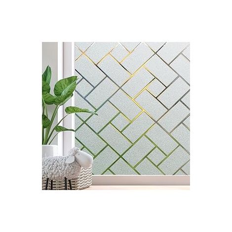 Statisch haftende Fensterfolie, selbstklebende Glasfolie, Sichtschutzfolie, Milchglasfolie für Küche, Büro, Badezimmer, 44,5 x 200 cm (1/5)