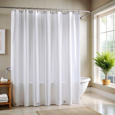 1 Rideau Douche 180x180 cm, PEVA Lavable, Oeillets Inoxydables, Aimants, Salle De Bain