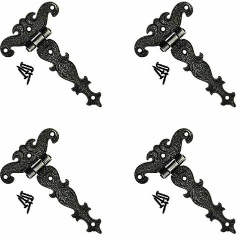 Lot de 4 charnières décoratives rétro en forme de T en alliage de zinc avec vis de montage (1/5)