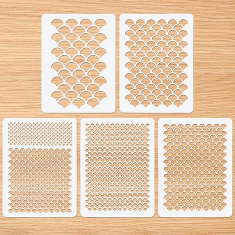 CCYKXA 5-teiliges Set Meerjungfrauenschuppen-Schablonen, 20 x 15 cm Fischschuppen-Schablonen für Make-up, Gesichtsbemalungsvorlage, Fischschuppen-Schablone (1/5)