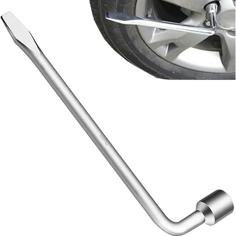 Clé Roue de Secours de Type L, Clé pour Démonter Roue en Acier avec Tête Plate,Clé Démonte Roue Multifonctionnel à Economiser des Efforts,Outil de Douille pour Réparation de Voiture (17mm) (1/3)