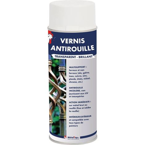 Metaltop – Vernis antirouille incolore brillant 0.4 L – Protection métal jusqu'à 12 ans – Application facile en aérosol – 400 mL (1/5)