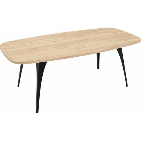 Table basse Oswego 125, Chêne doré artisanal, 45x60x120cm, Diamètre: 0, Stratifié, Angulaire