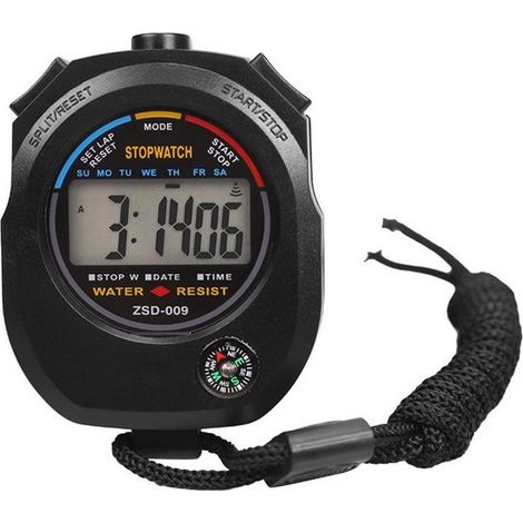 Cronómetro electrónico deportivo Ideal para entrenadores, árbitros y corredores Temporizador con memoria para dos carriles (1/3)