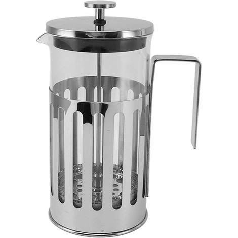 French-Press-Kaffeebereiter aus Borosilikatglas und Edelstahl 304, hitzebeständig, 1000 ml, ideal für Zuhause, Camping und Reisen, silberfarben. (1/5)