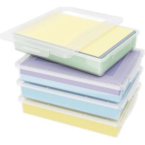 Lot de 4 Boite de Rangement A4 avec Couvercle, Boite Rangement Document Papier, Boite Archives Carton Plastique, Boîtes de Stockage, Caisse de Rangement, Boite Classement, Transparent (1/4)