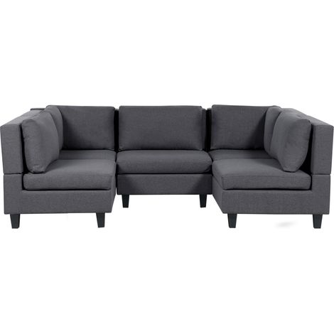 Sofá modular moderno 5 plazas tapizado tela poliéster respaldo acolchado en forma de U gris oscuro Unstad