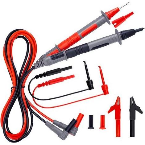 Multimeter-Messspitzen, weiches Silikon-Prüfset für Elektriker, Messleitungen mit Krokodilklemmen und Nadelspitze (1/5)