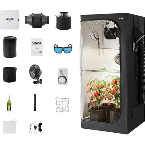 Chambre de Culture, 80x80x180 cm, Tente de Culture Kit Complet, avec Éclairage LED Spectre Complet, Système Ventilation, Mylar 600D Hautement Réfléchissant, pour Plantes Intérieur Fleurs Légumes (1/5)