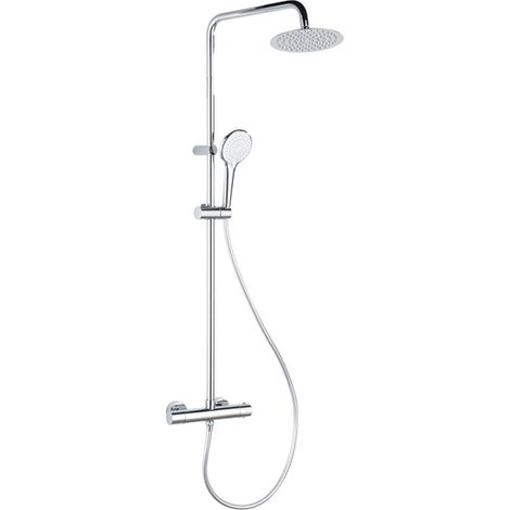 FugaFlow Efficiente Sobrado Ensemble de douche à effet pluie avec thermostat douche de tête 20cm douchette à main 3 positions chrome (1/5)