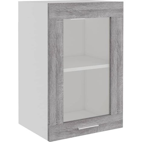 Hanging Glass Cabinet Lyon Grey Sonoma 40x31x60 cm Engineered Wood vidaXL