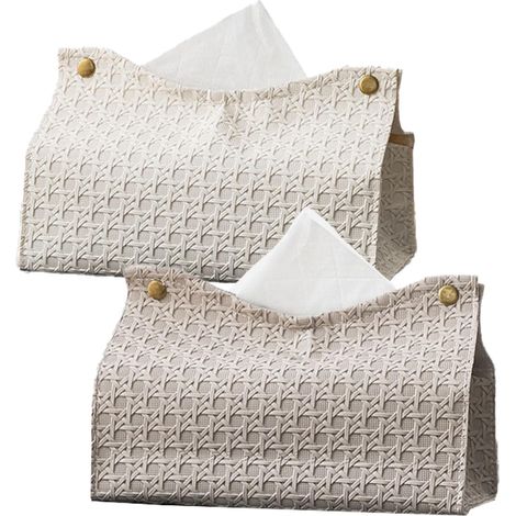Cajas rectangulares de pañuelos de PU de 2 piezas, soporte para coche/sala de estar/dormitorio/oficina/hogar