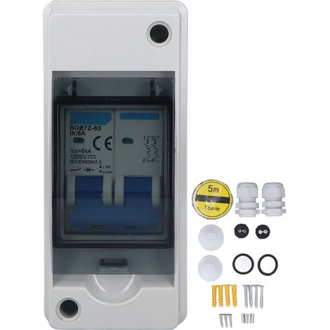 Interrupteur DC 6A 1000V disjoncteur miniature avec boîte de distribution étanche IP65 pour panneau solaire photovoltaïque (1/5)
