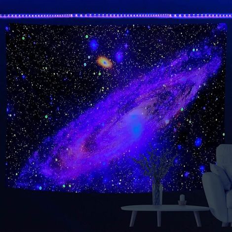 Tapisserie Galaxie Fluorescent Espace Extérieur Ciel Étoilé Abstrait Suspendu Mur Esthétique Astronomique Mystérieuse Décoration Murale (200x150cm)