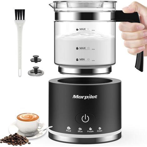 Mousseur à Lait Électrique 4 en 1 en Verre, Grande Capacité 500ml 600W Milk Frother à Mousse Lait Chaude Froide, Emulsionneur de Lait Divisé pour Cappuccino Macchiato Latte (1/5)
