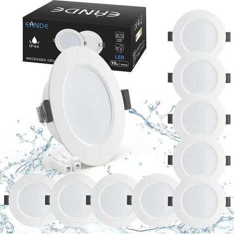 SNQ – Lot de 10 spots LED encastrables 5W IP44 – Blanc neutre 4000K – Éclairage étanche 450lm – Pour salle de bain et cuisine – Trou 70-88mm (1/5)