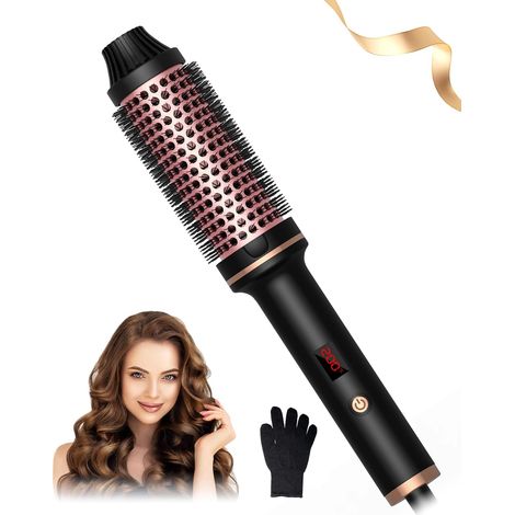 Spazzola termica, spazzola termica con display LCD 120-200℃, aumenta il volume dei capelli, definisce i ricci, liscia i capelli, doppia tensione, leggera e compatta (1/5)